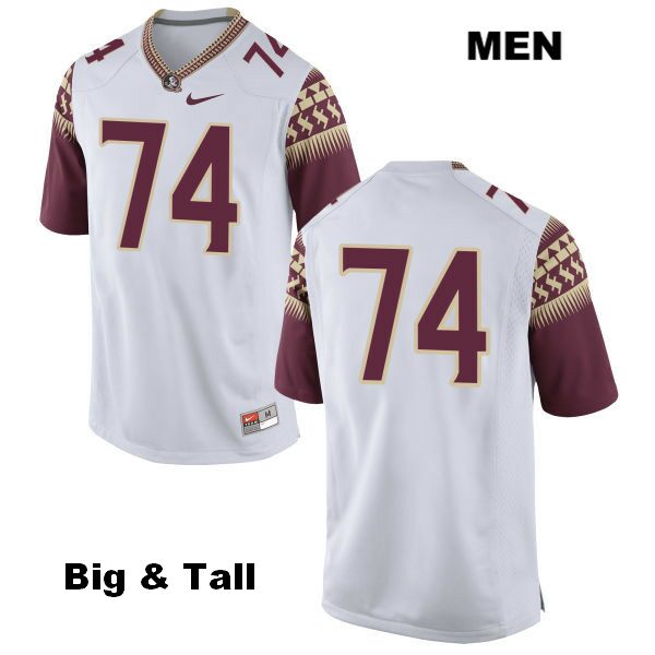 Men's NCAA Nike Florida State Seminoles #74 Derrick Kelly II College Big & Tall No Name White Stitched Authentic Football Jersey OWO4269SC